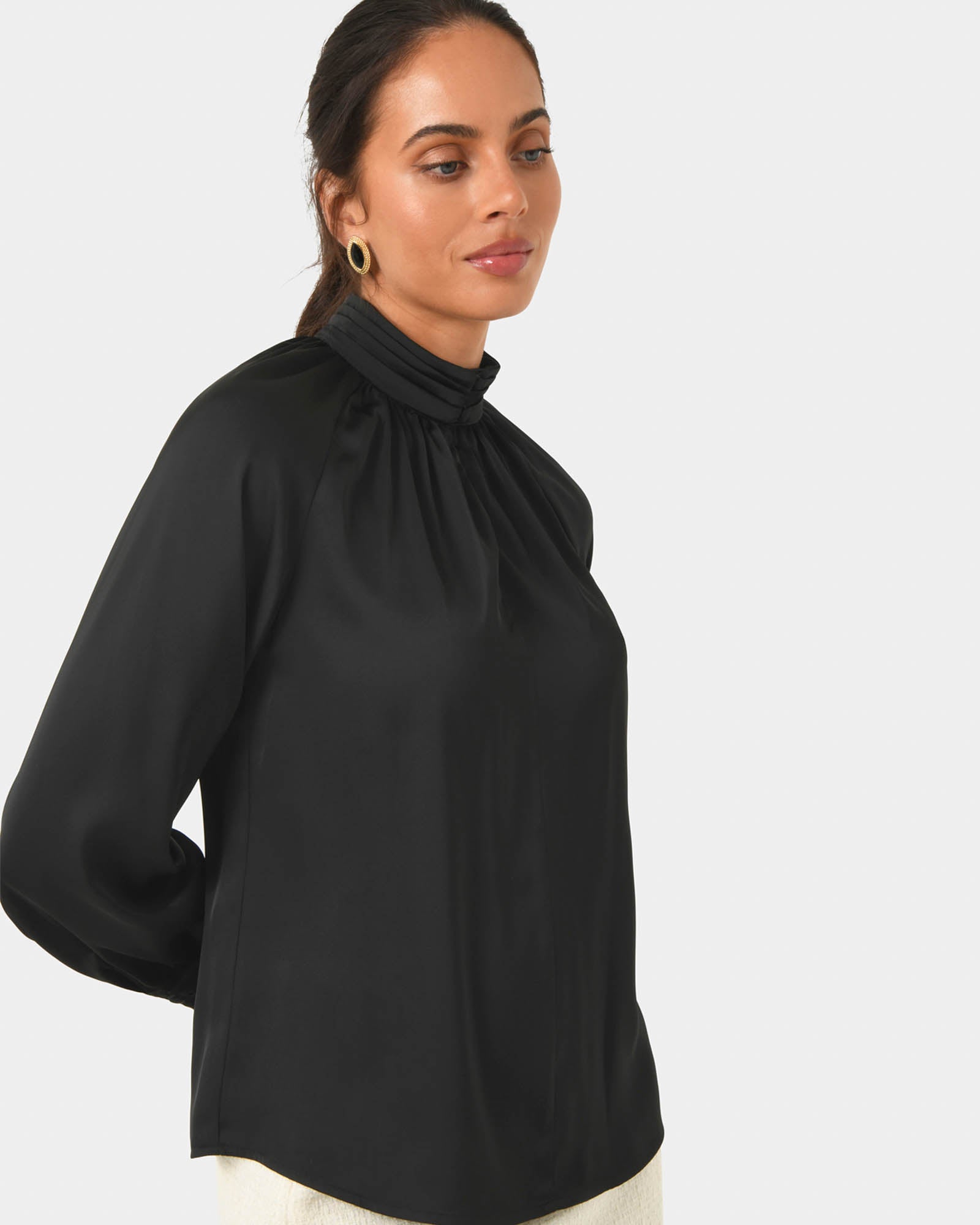 Anna Pleated Satin Blouse