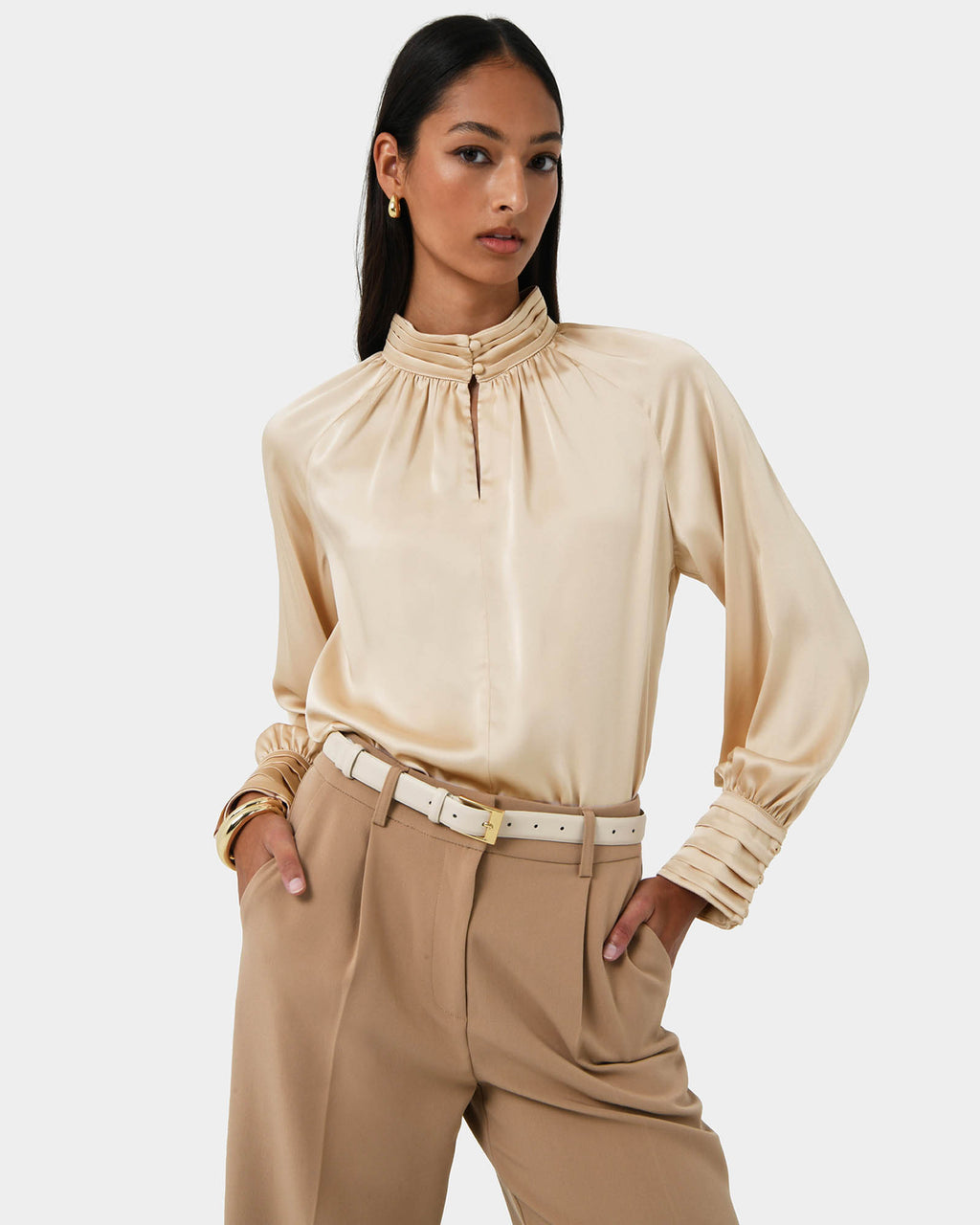 Anna Pleated Satin Blouse