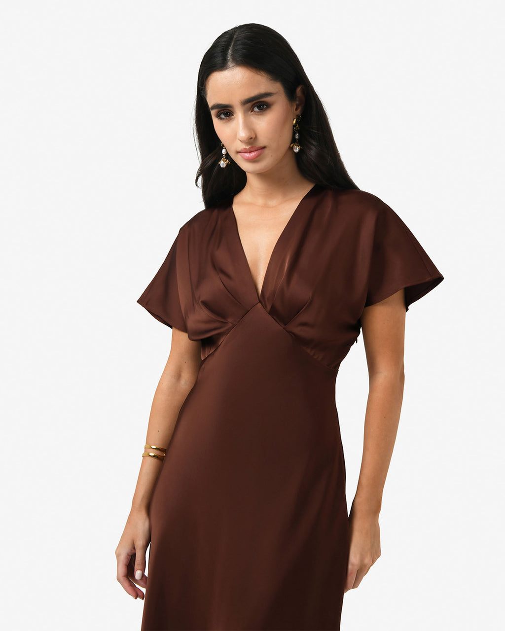 Catalina V-Neck Satin Dress