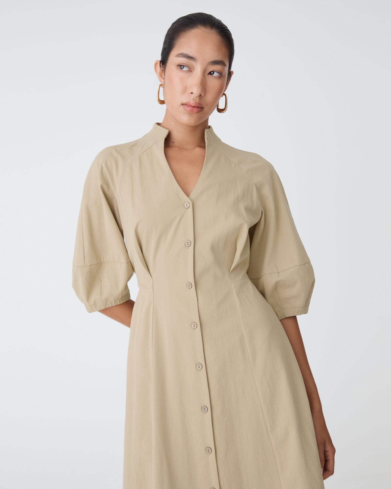 Lyn Lantern Sleeve Shirt Dress