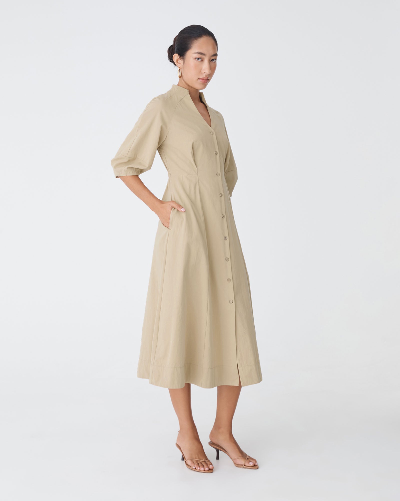 Lyn Lantern Sleeve Shirt Dress