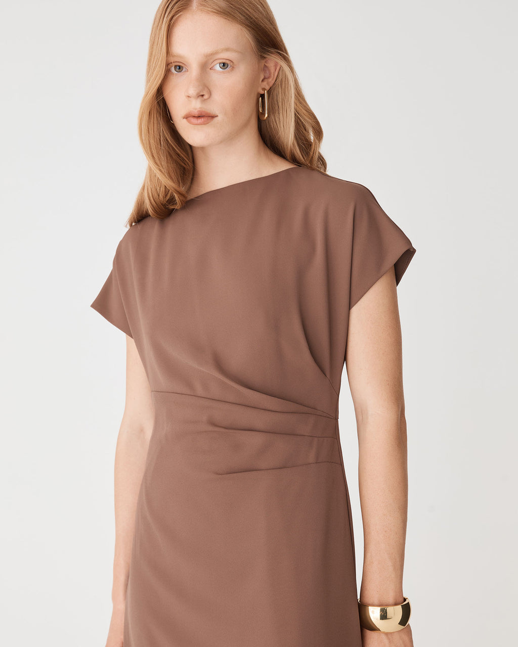 Bianca Side Pleat Midi Dress