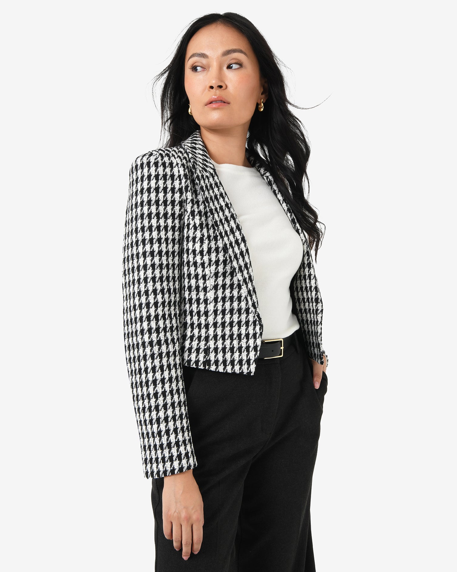 Bennet Houndstooth Crop Blazer
