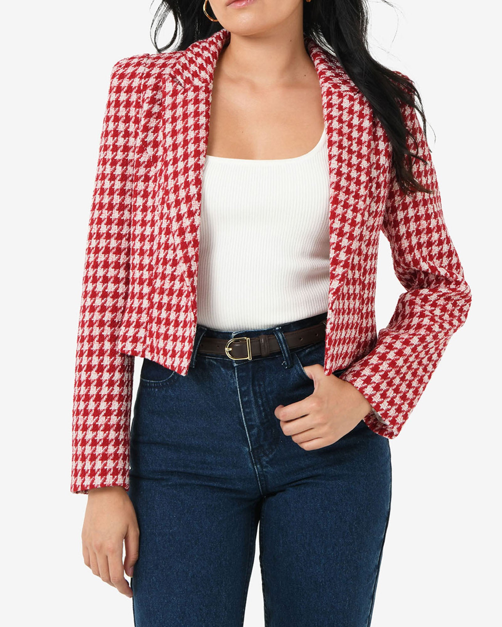 Bennet Houndstooth Crop Blazer
