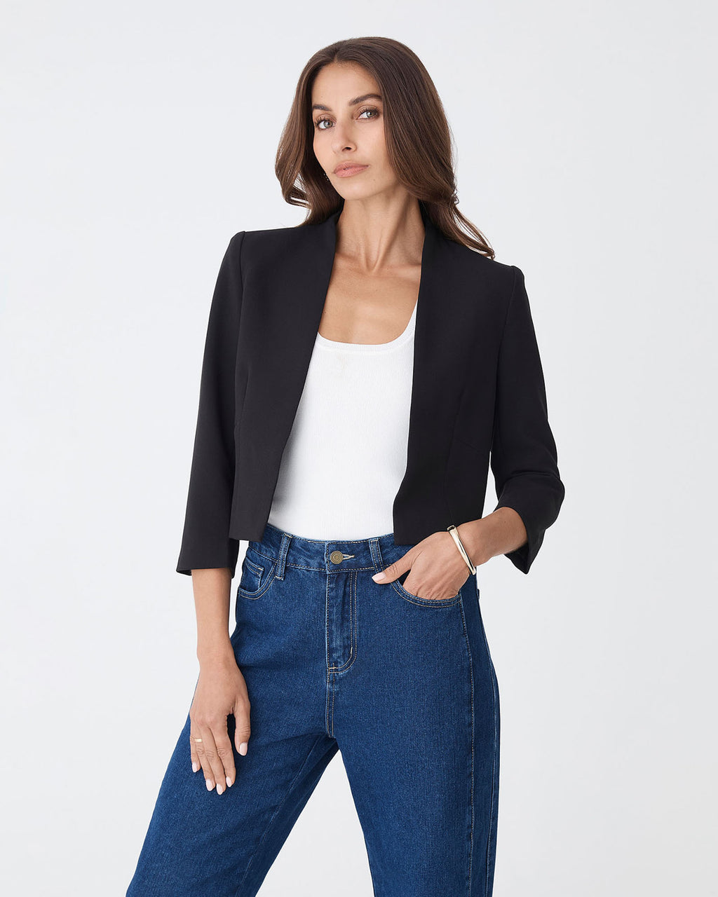 Nikki Collarless Crop Jacket