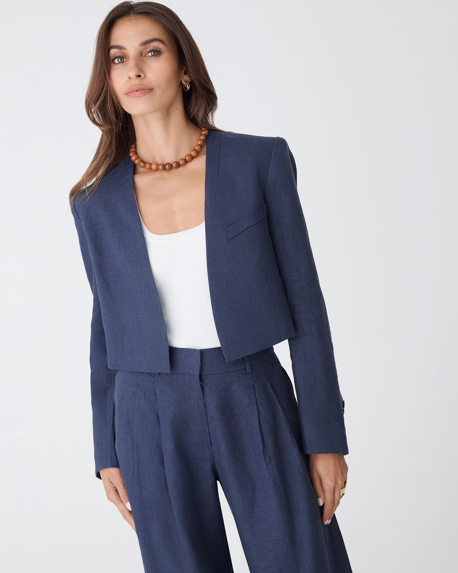 Ami Cropped Linen Jacket