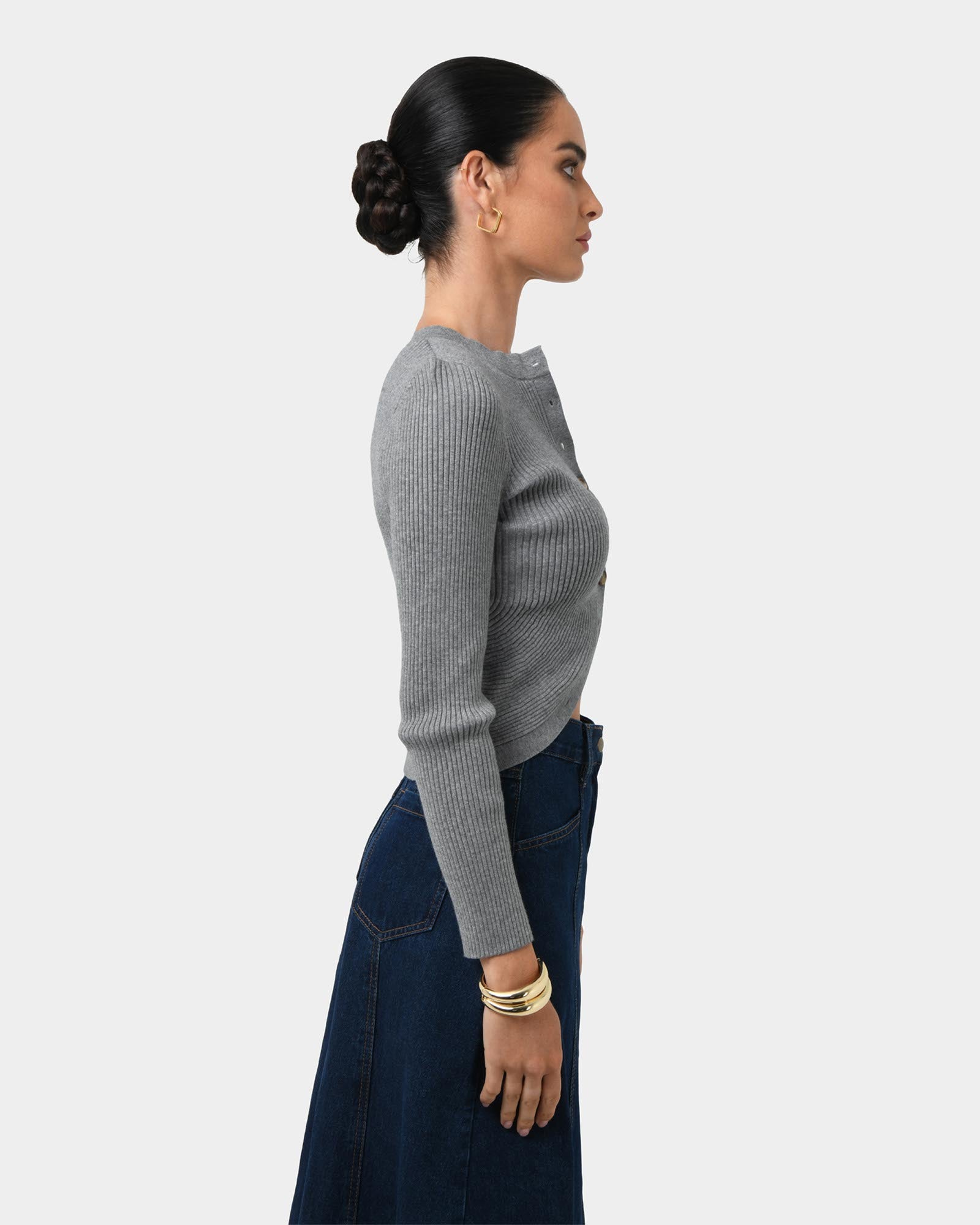 Abaya Button Crop Knit