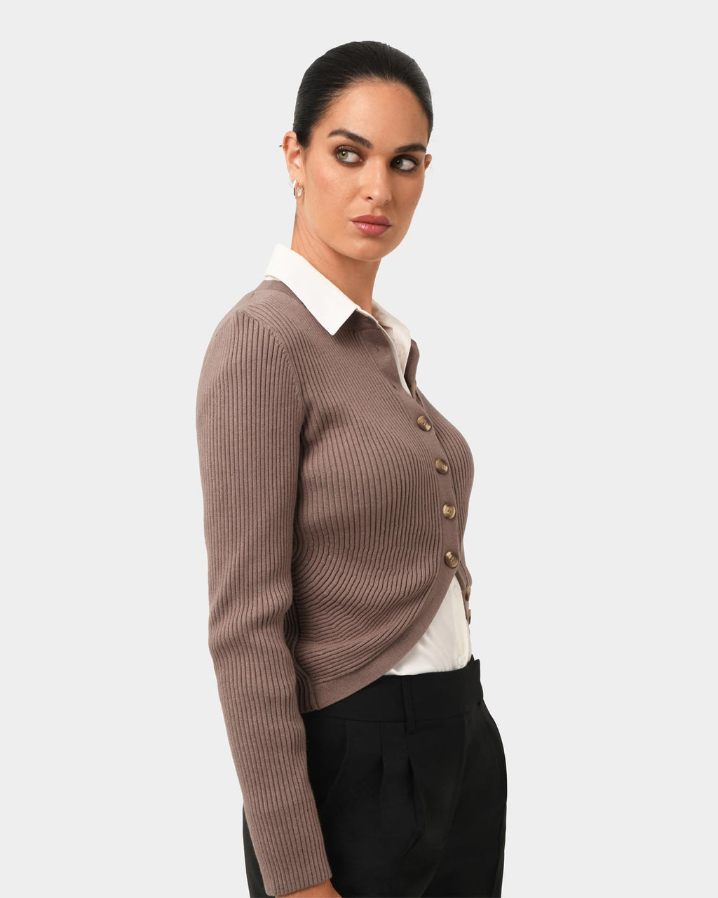 Abaya Button Crop Knit