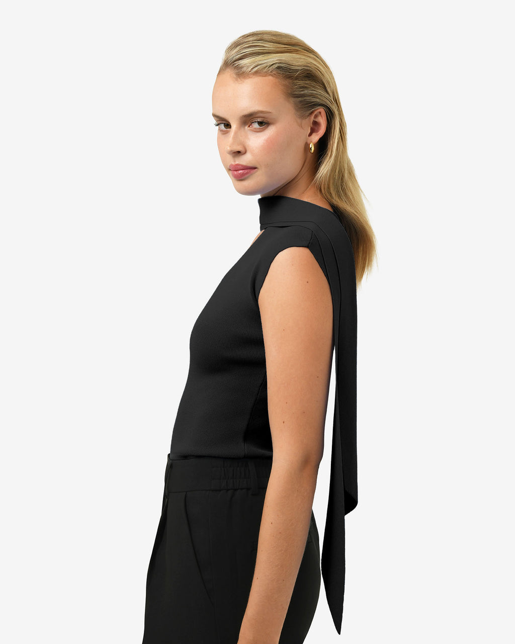 Isadora V-Neck Scarf Knit Top