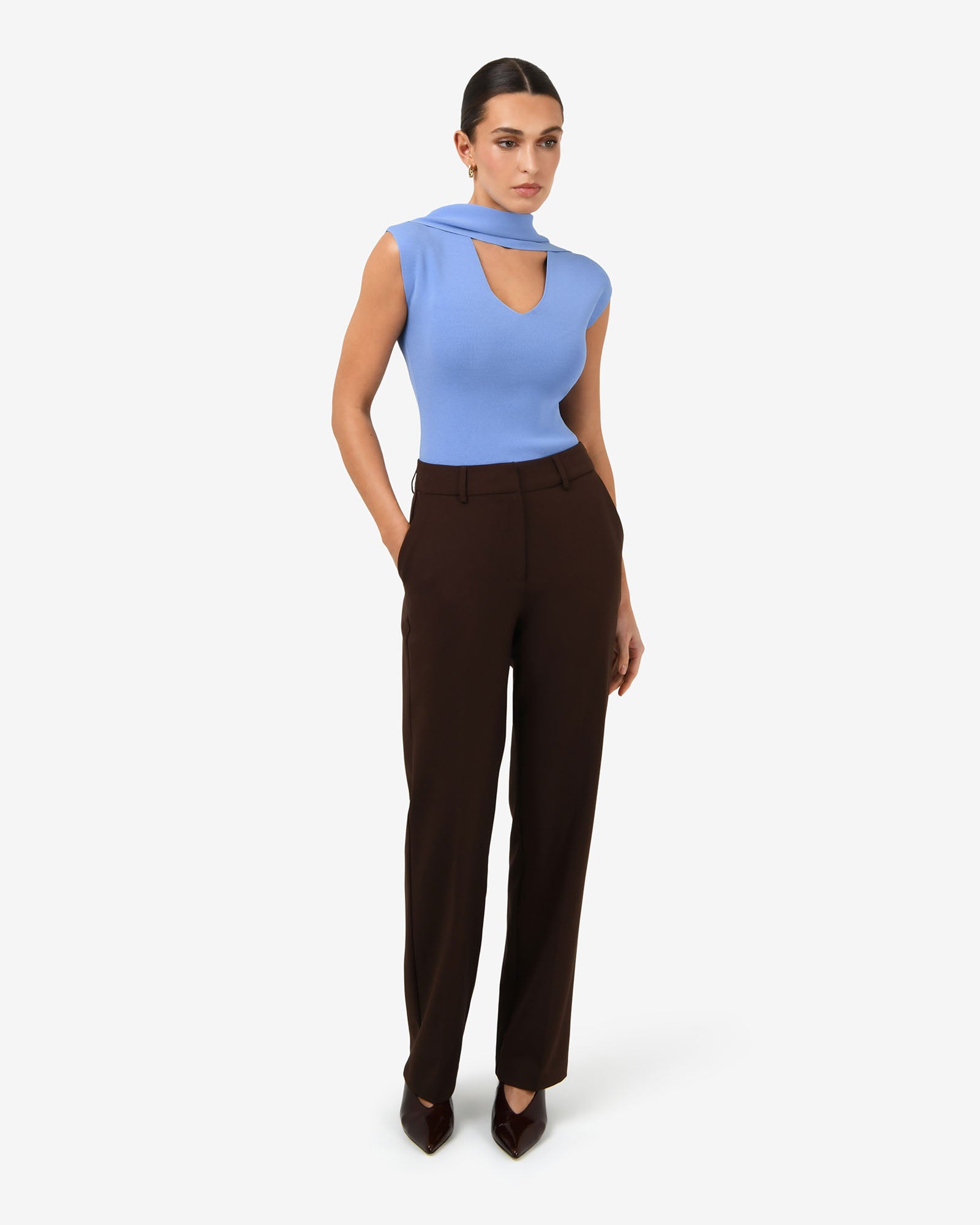 Isadora V-Neck Scarf Knit Top