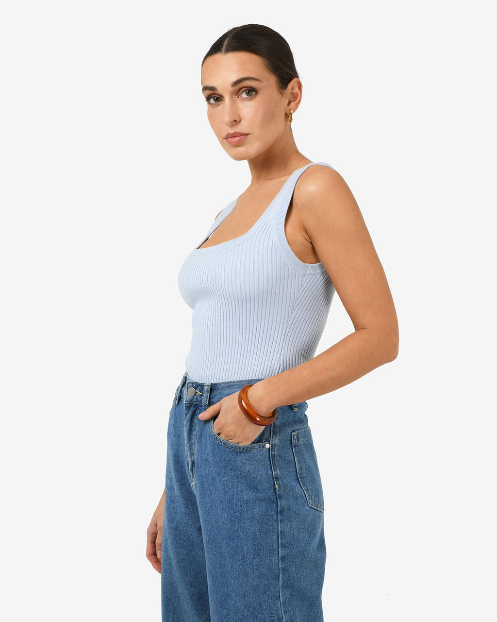 Ella Square Neck Rib Knit