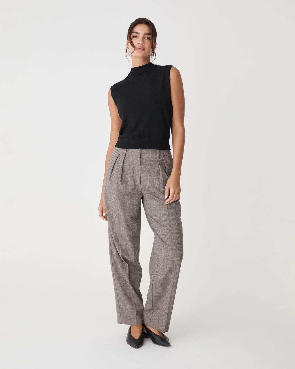 Loretta Pleated Check Pants