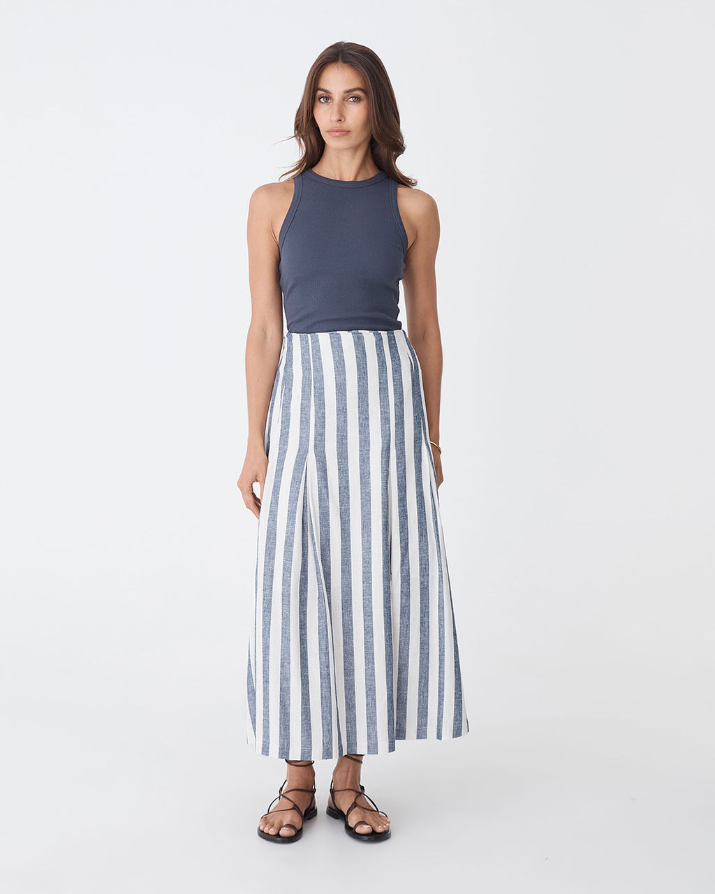 Ikaria Linen Blend Midi Skirt