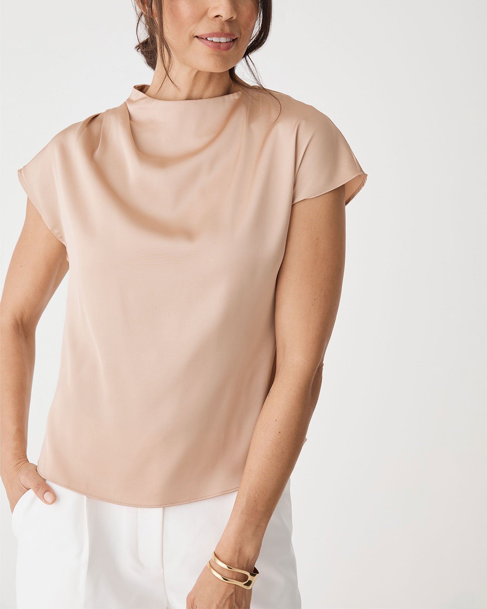Zafina Pleated Draped Top