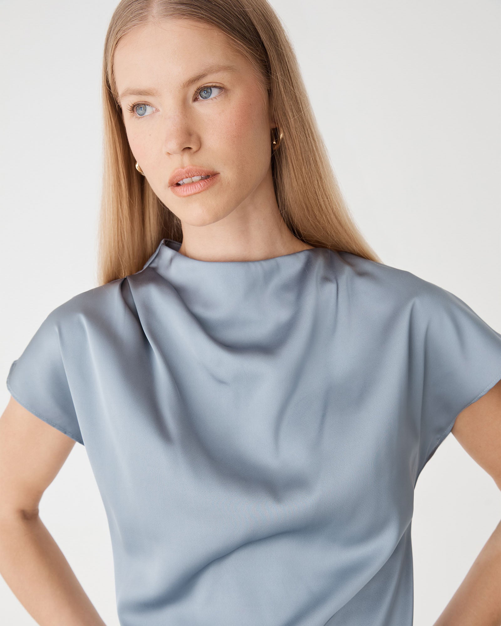 Zafina Pleated Draped Top