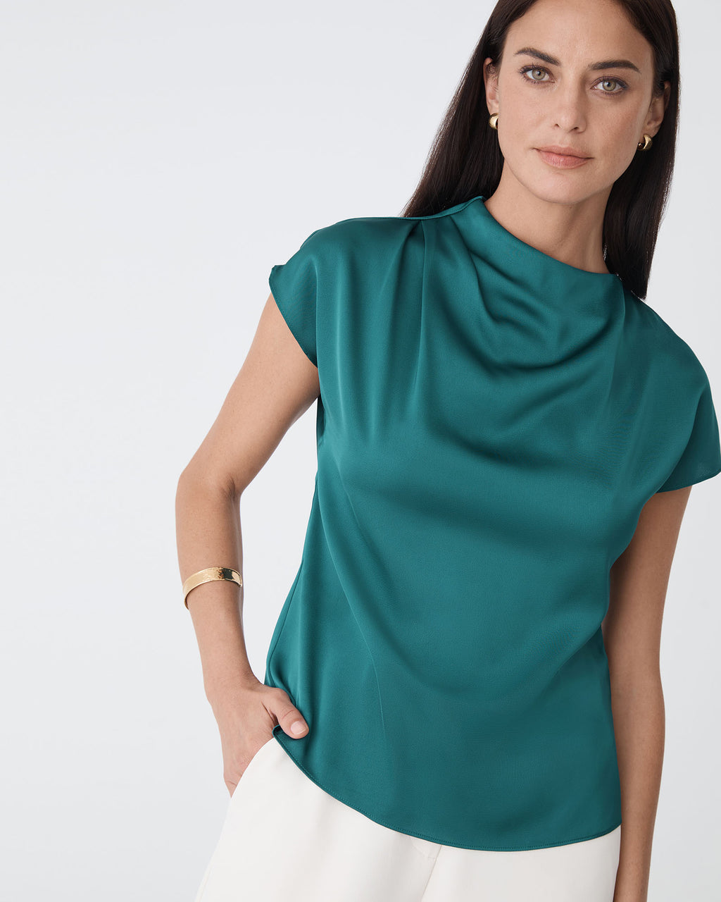 Zafina Pleated Draped Top