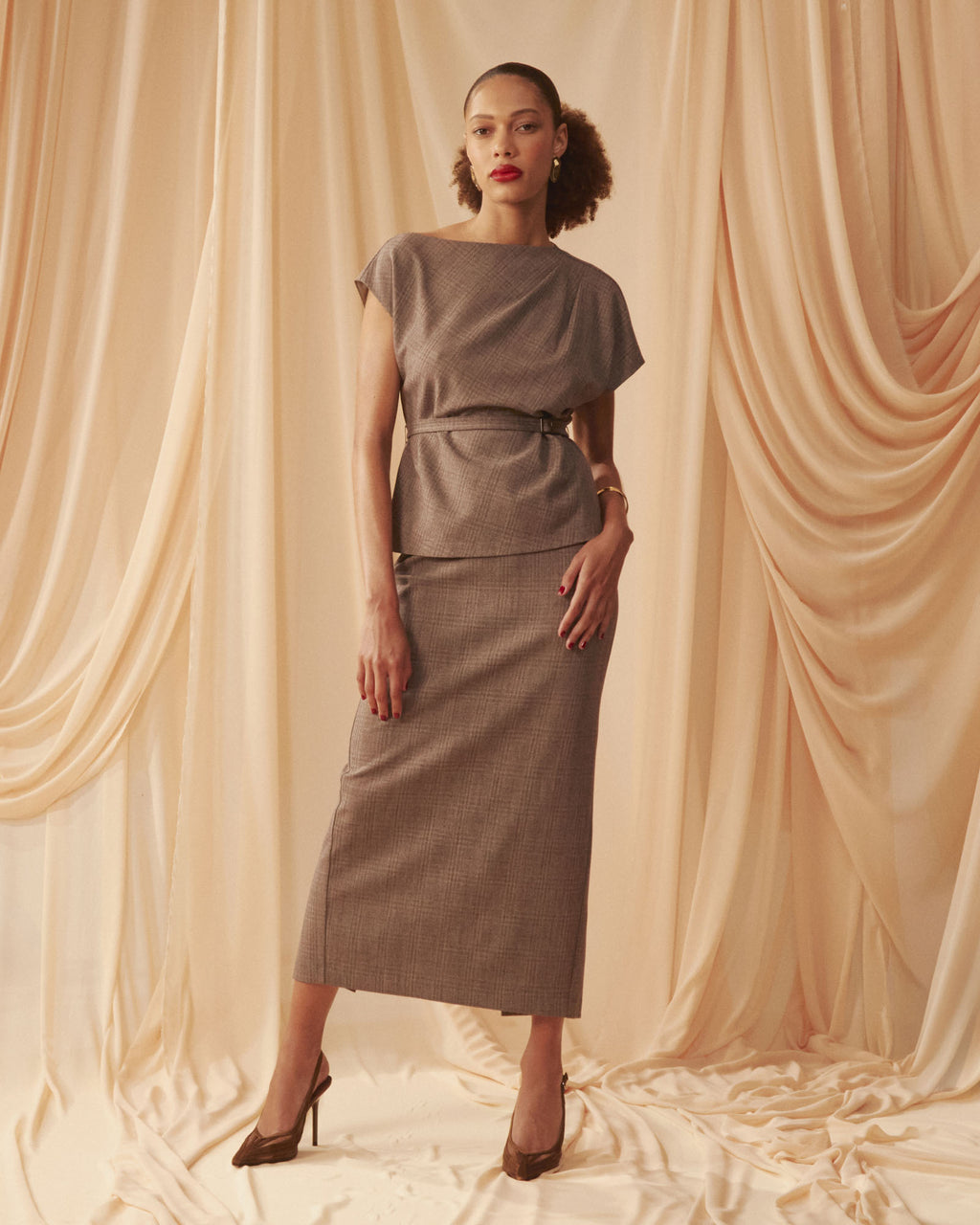 Loretta Pleat Belted Top
