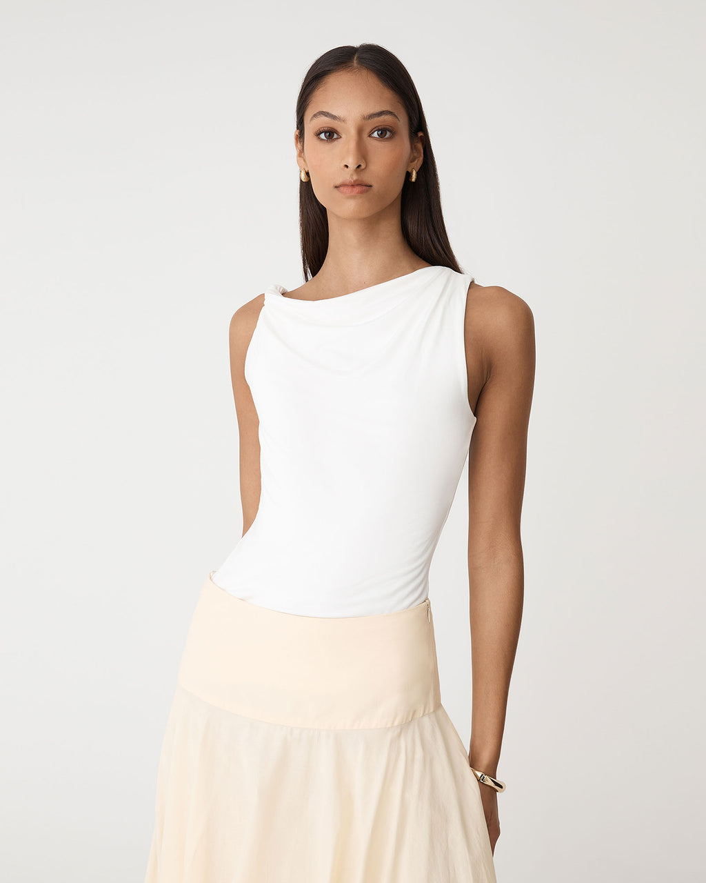 Cici Bamboo Twist Shoulder Top