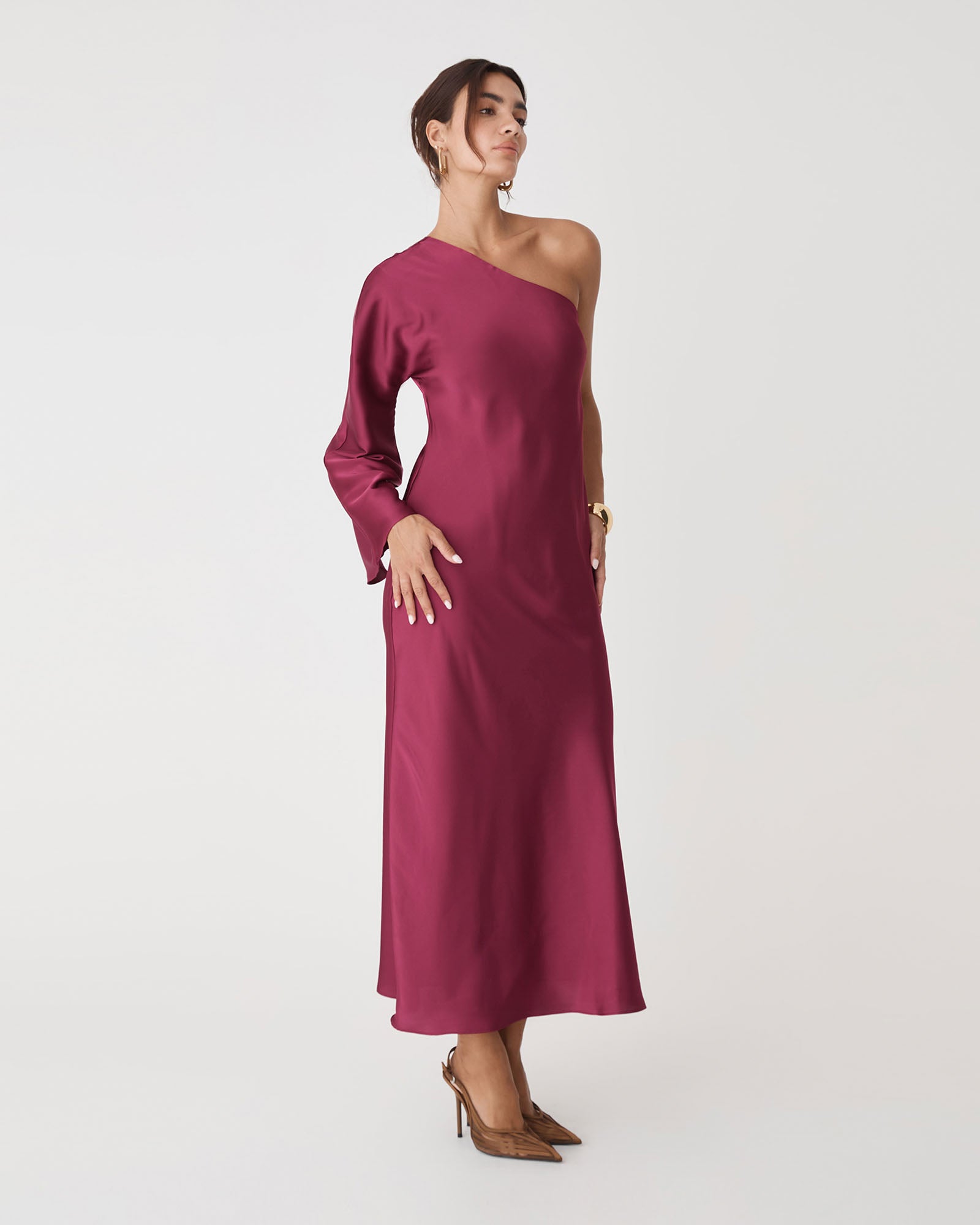 Cleo One Shoulder Satin Dress