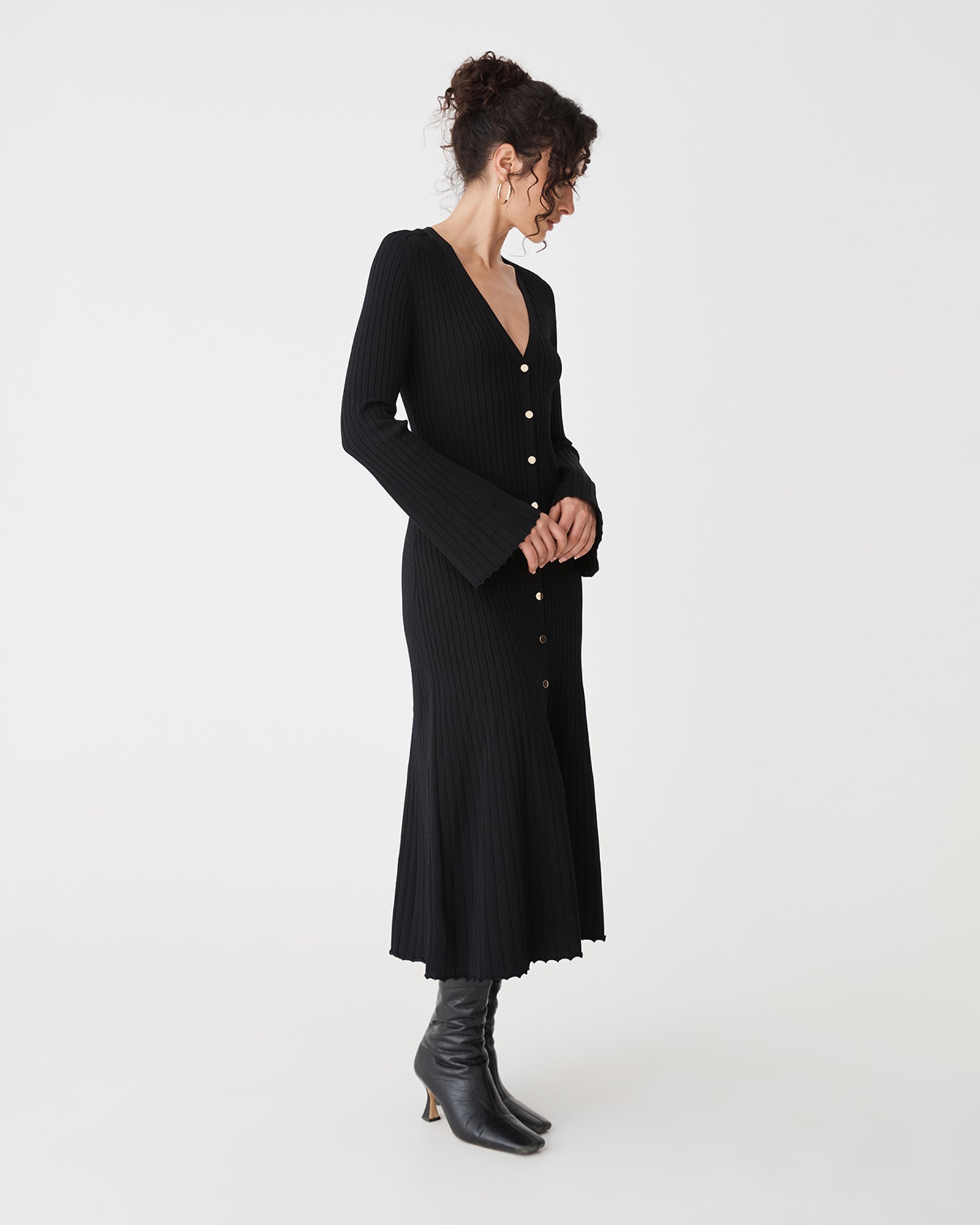 Danica V-Neck Rib Knit Dress