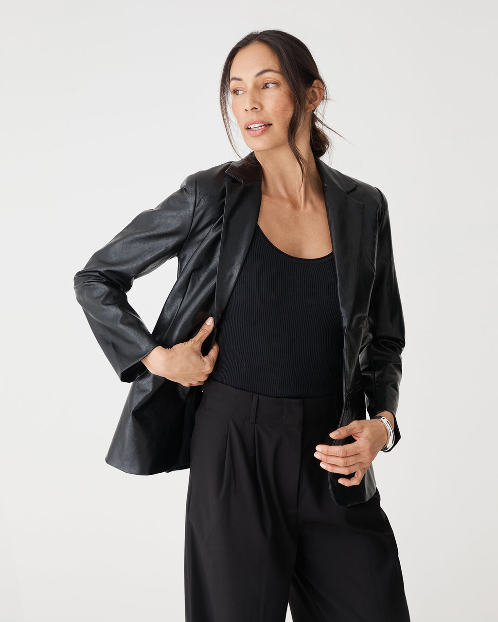 Shay Faux Leather Blazer