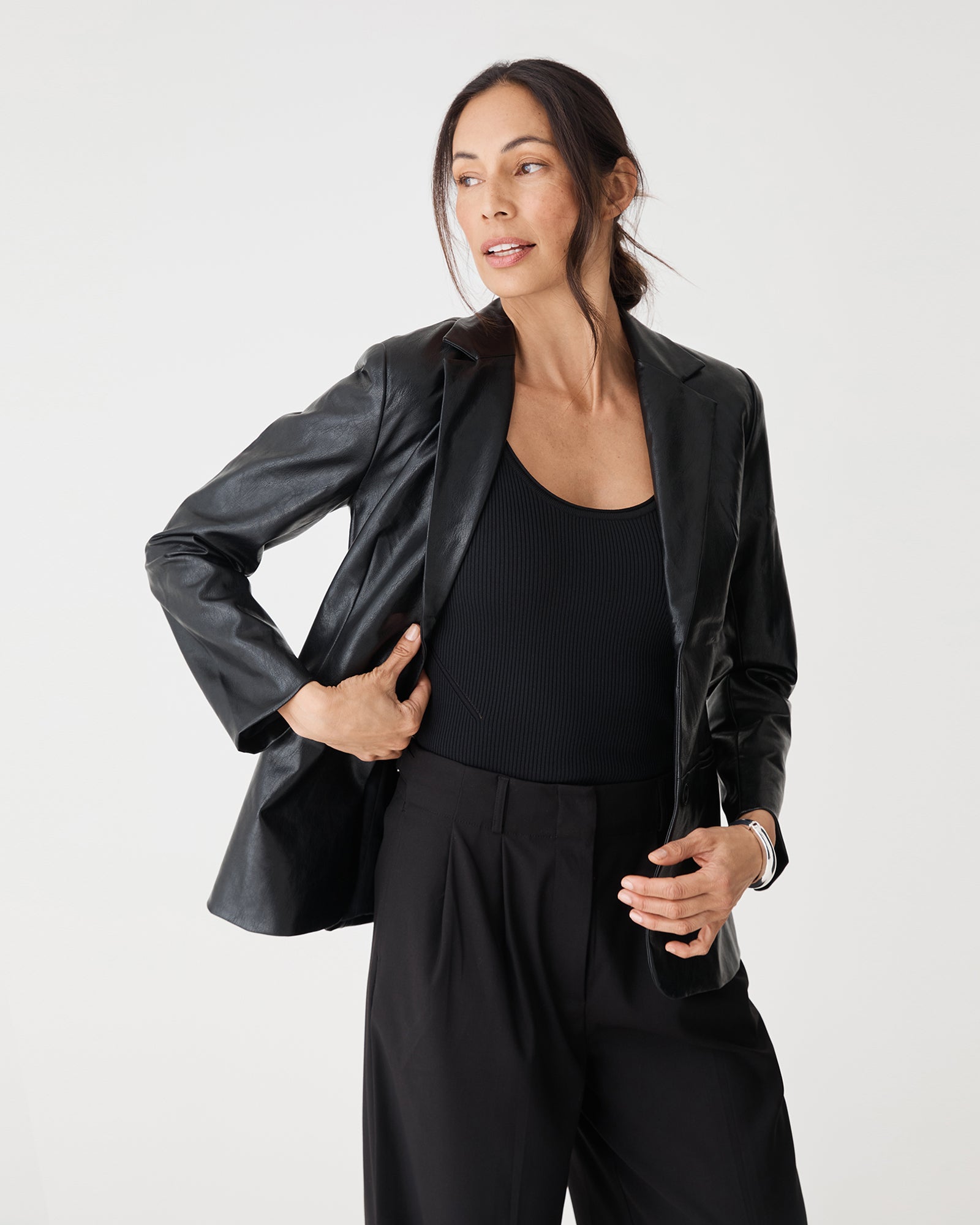 Shay Faux Leather Blazer