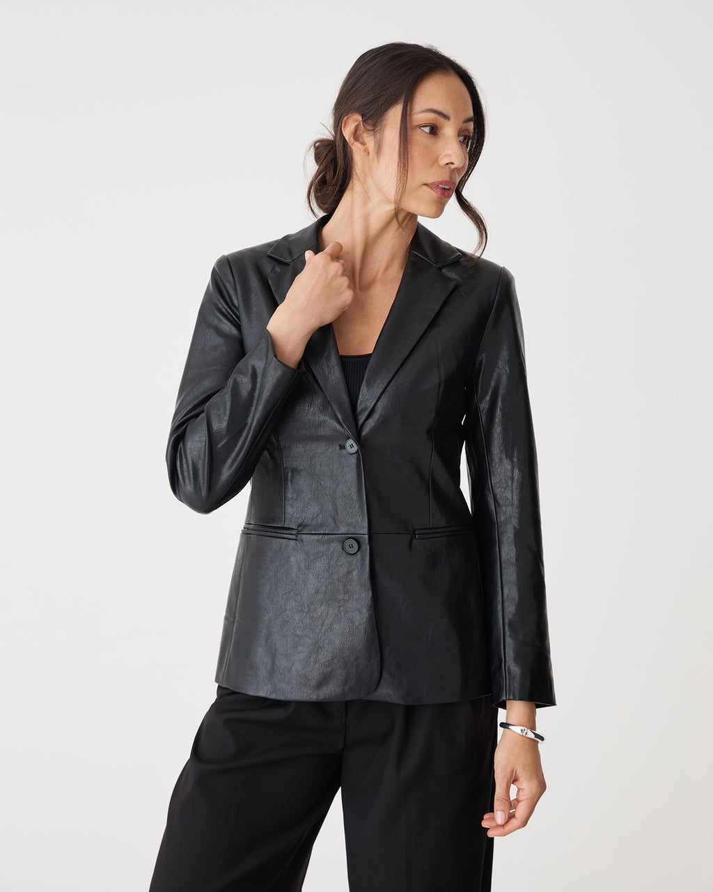 Shay Faux Leather Blazer