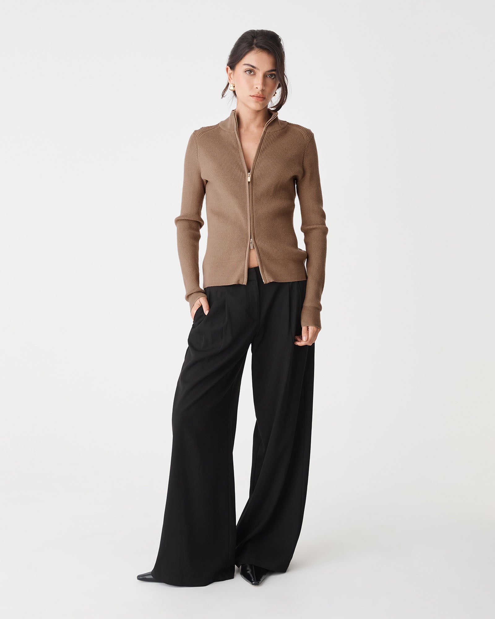 Blake Ribbed Zip Cardigan