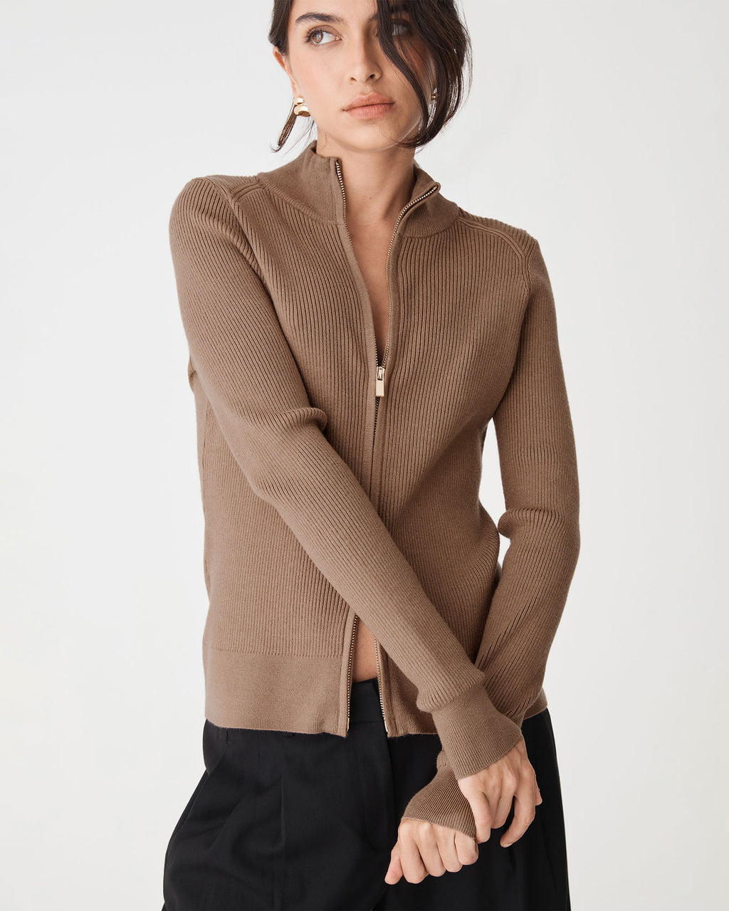 Blake Ribbed Zip Cardigan