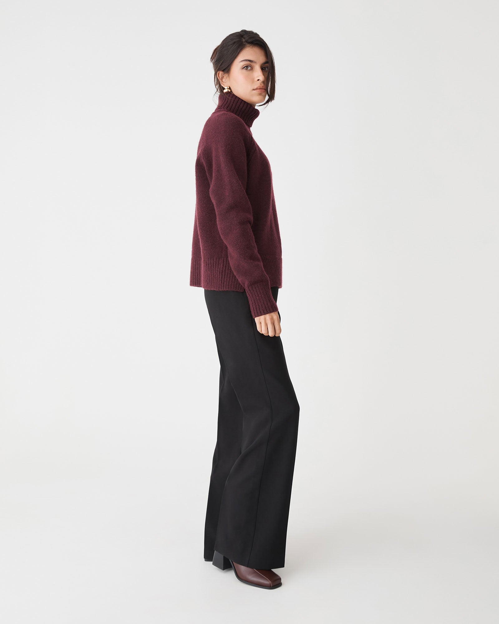 Jada Notch Hem Turtleneck Knit