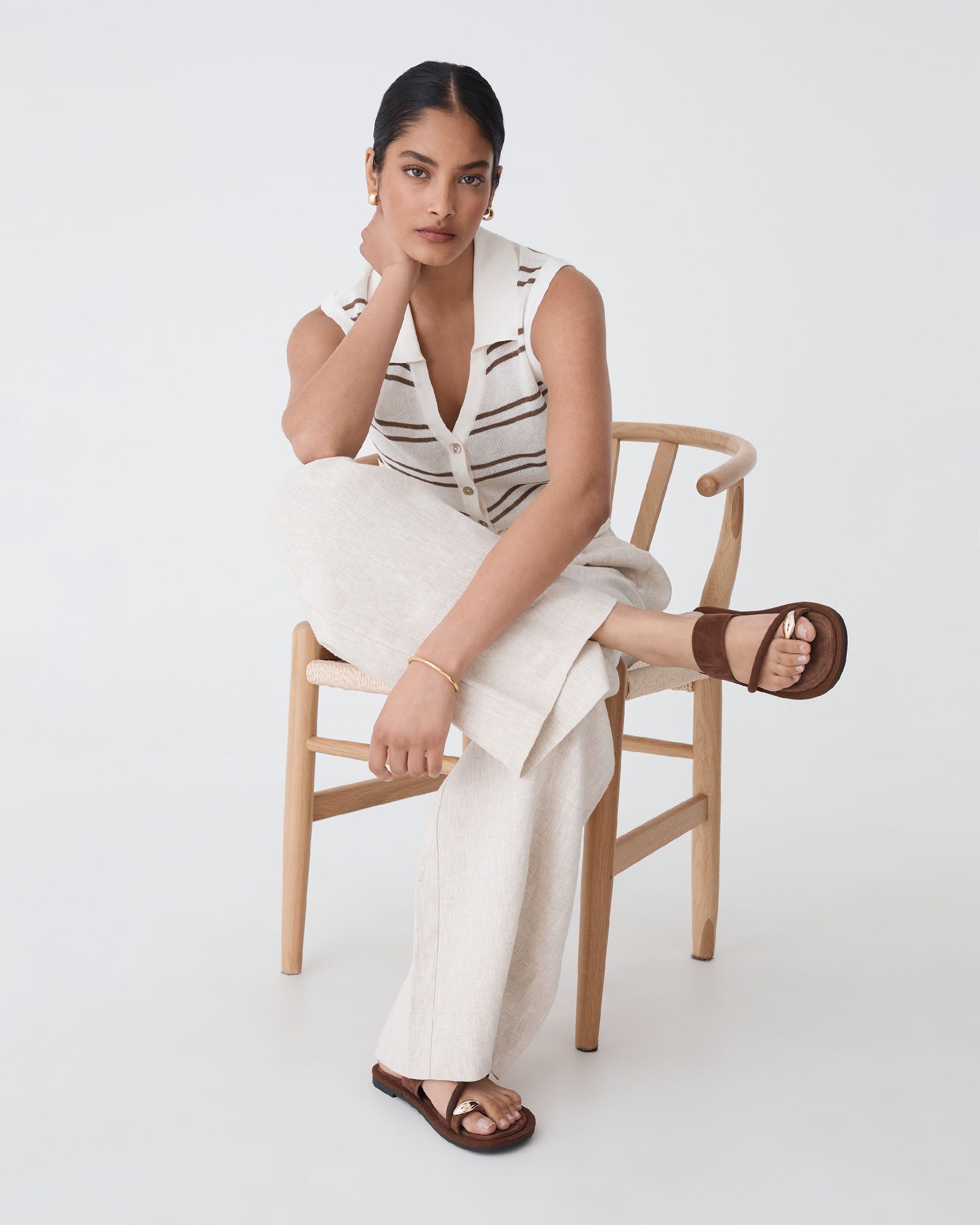 Kaia Striped Collared Top
