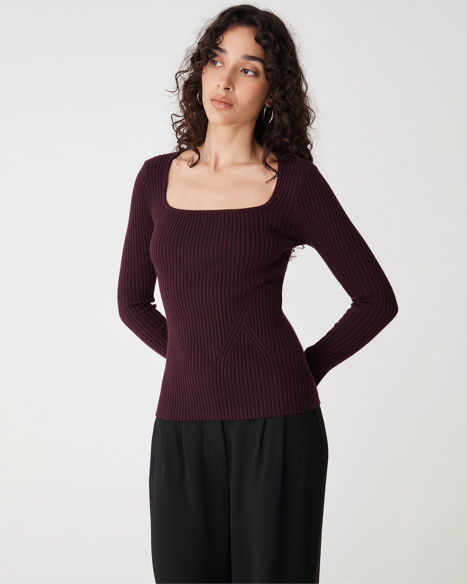Zahlia Square Neck Rib Knit