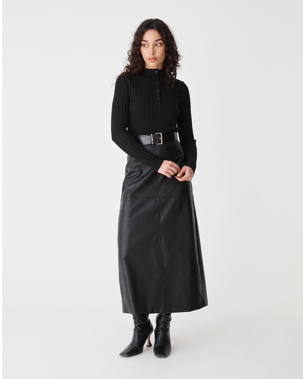Inez Mock Neck Henley Knit