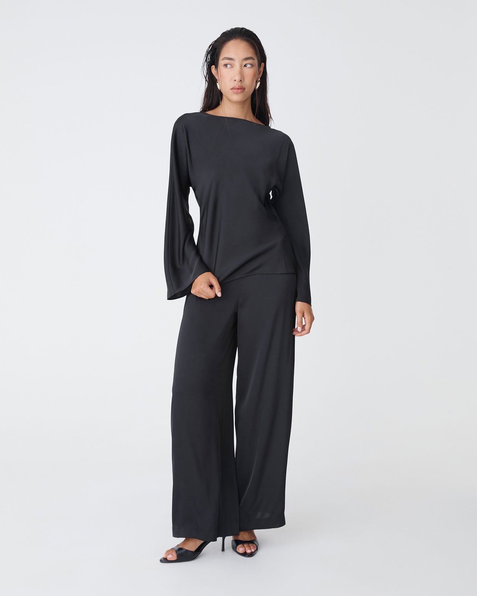 Asma Satin Wide Leg Pants
