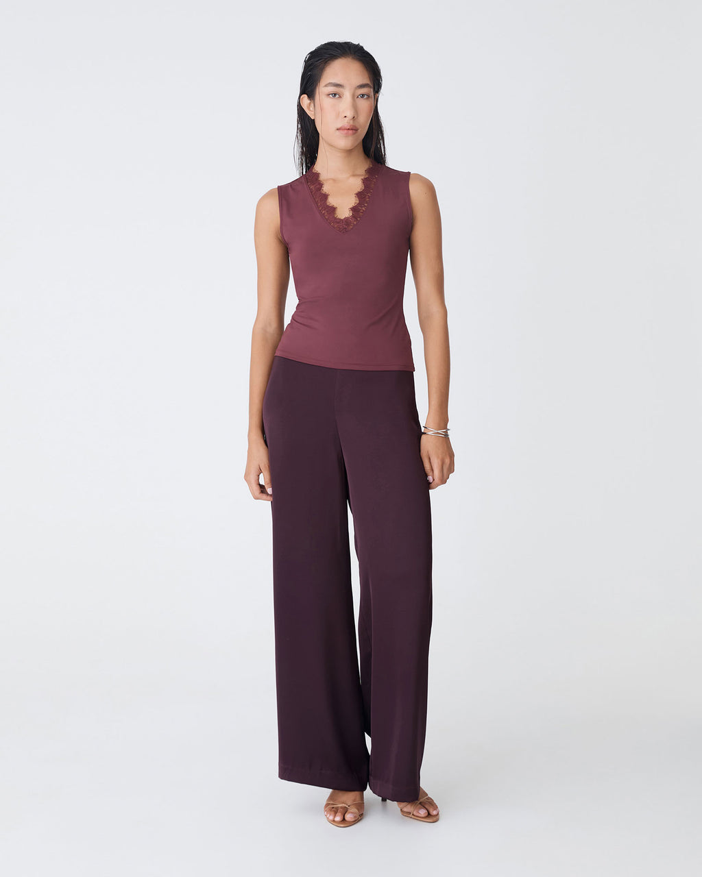 Asma Satin Wide Leg Pants