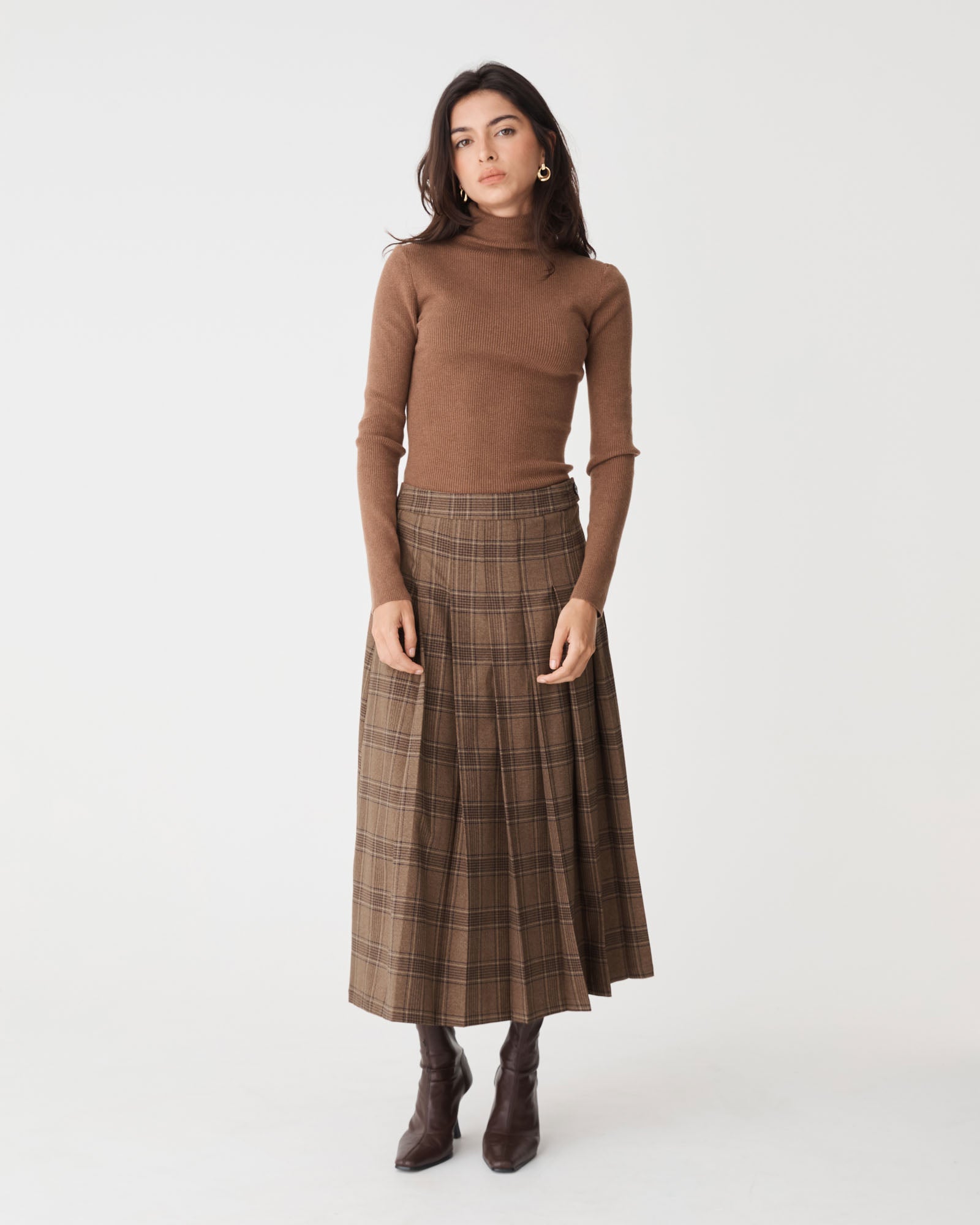 Lani Pleated Check Skirt
