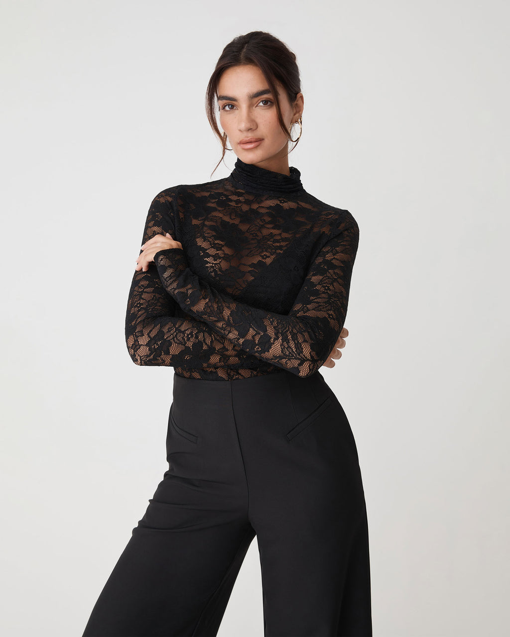 Torin Lace Turtleneck Top