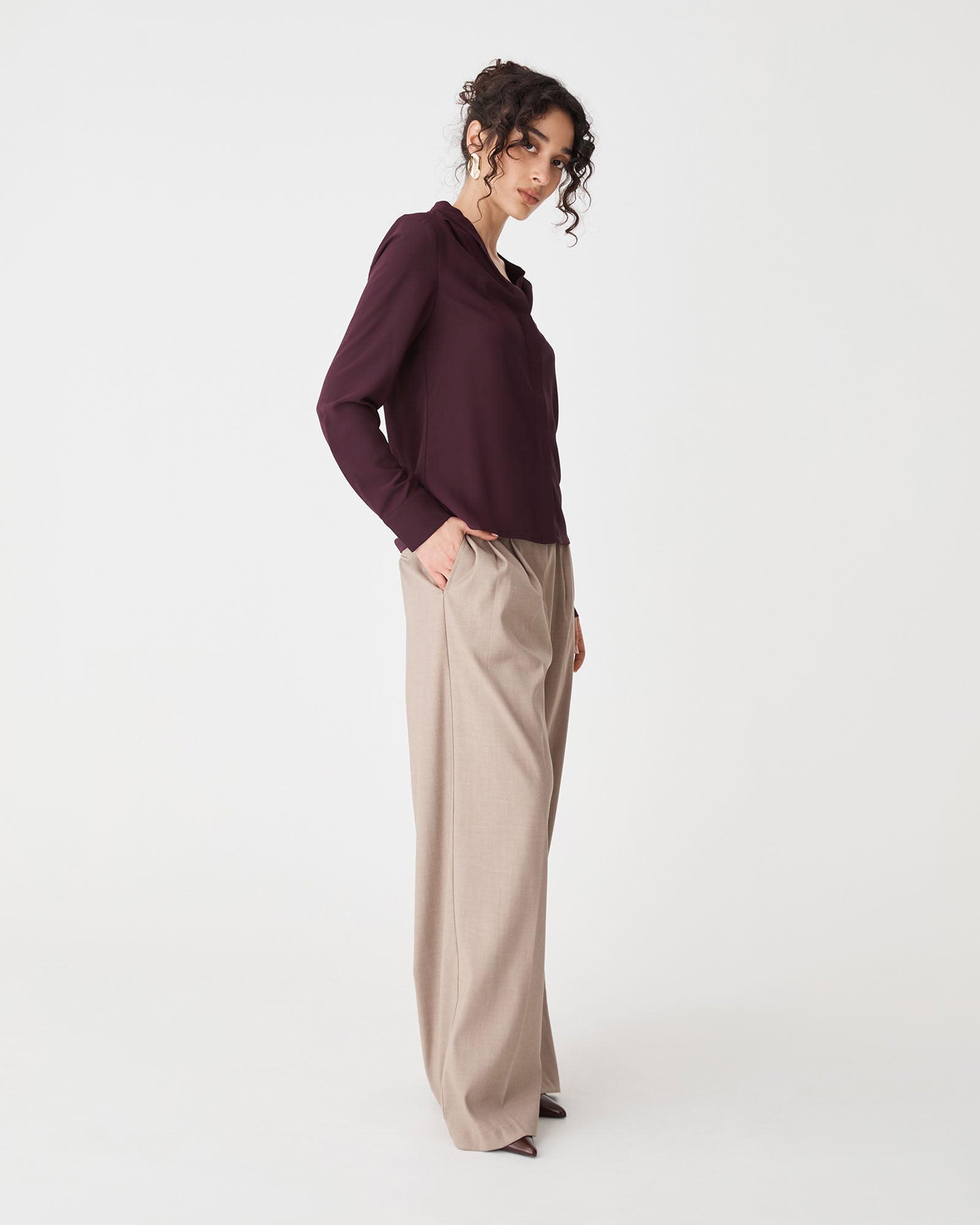 Claudia Pleat Neck Blouse