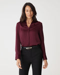 Claire Pleat Neck Satin Blouse