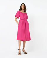 Laila Puff Sleeves Linen Dress
