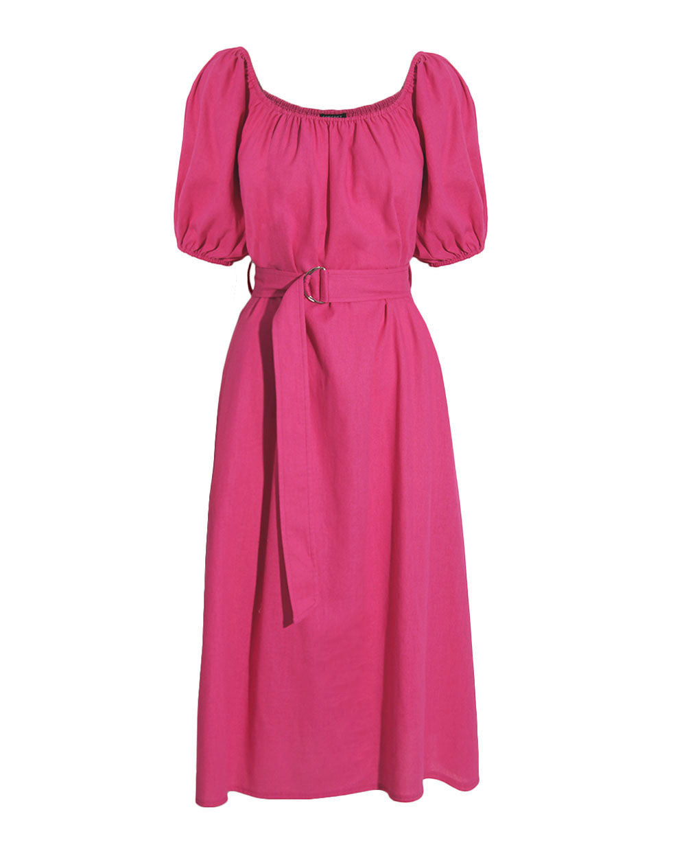 Laila Puff Sleeves Linen Dress