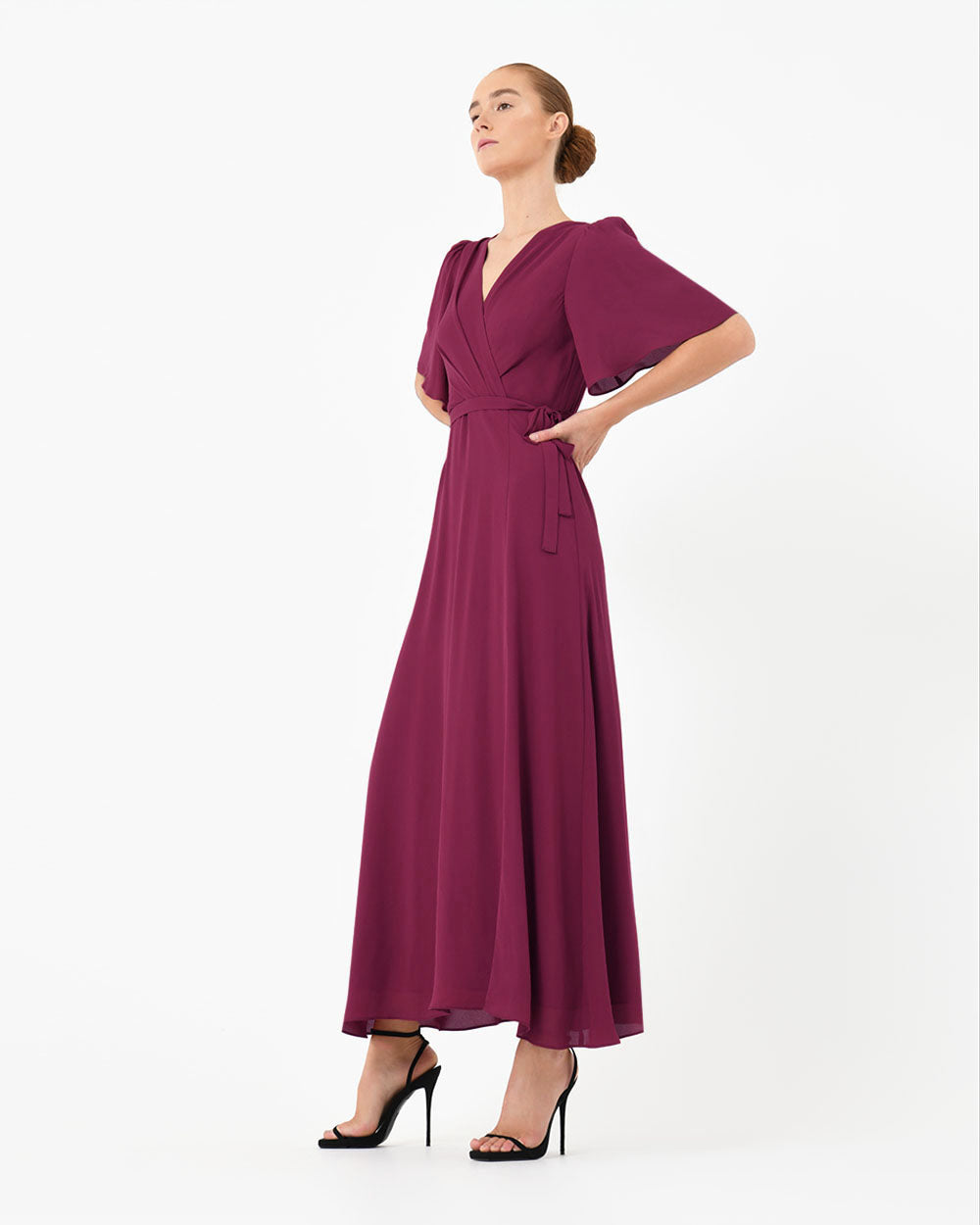 Cannes Draped Sleeve Dress