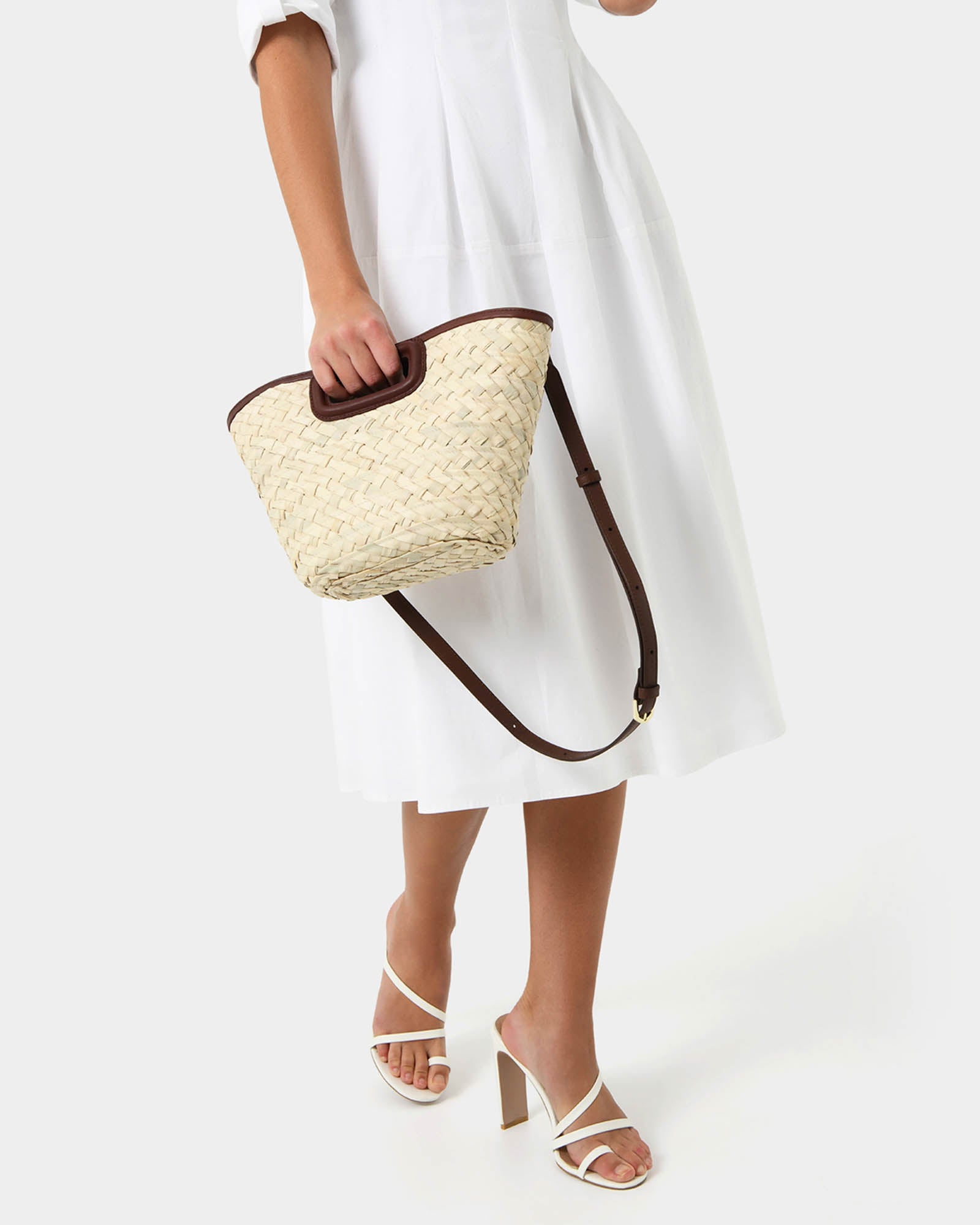 Rome Leather Palm Leaf Bag S
