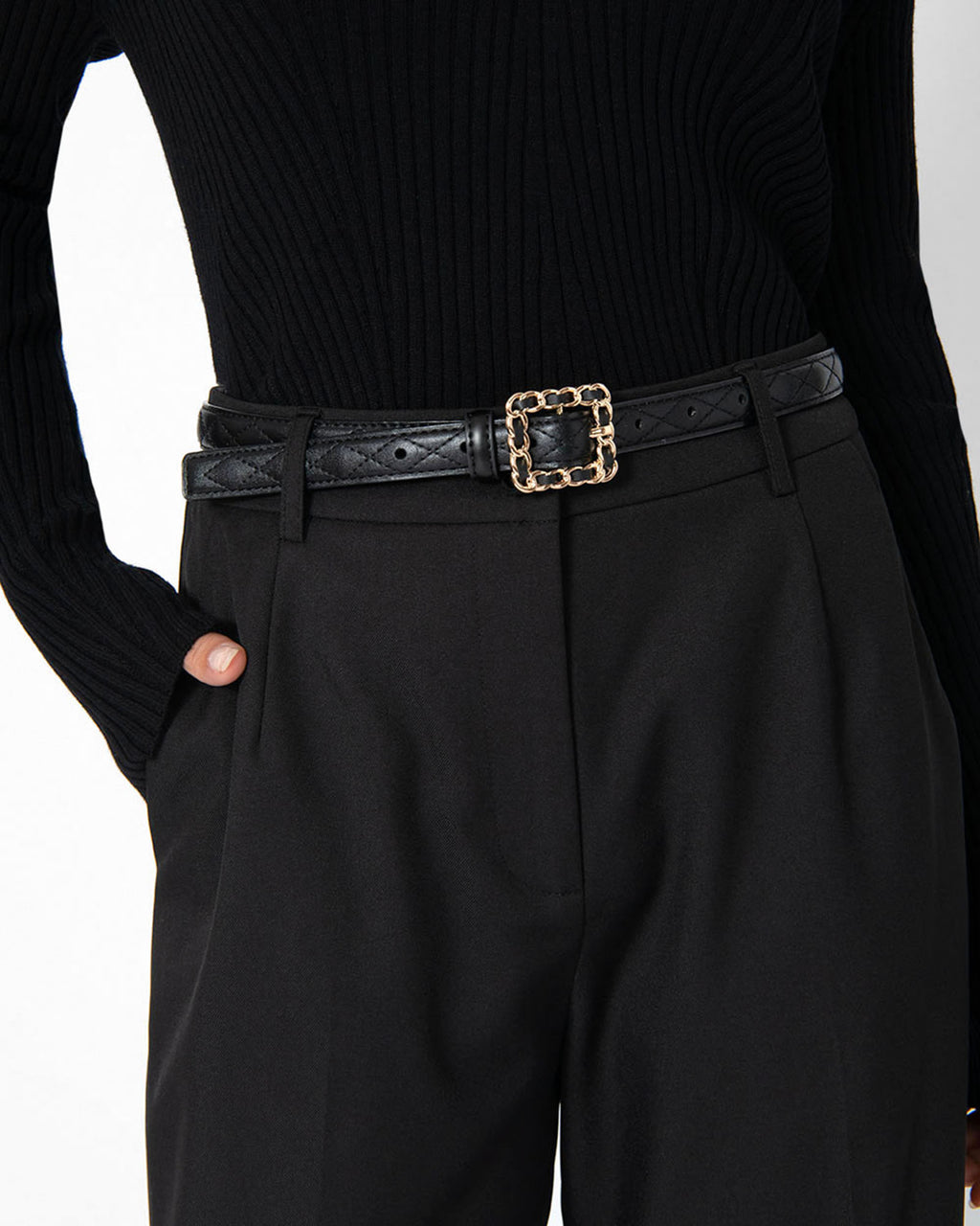Nahla Leather Quilted Belt