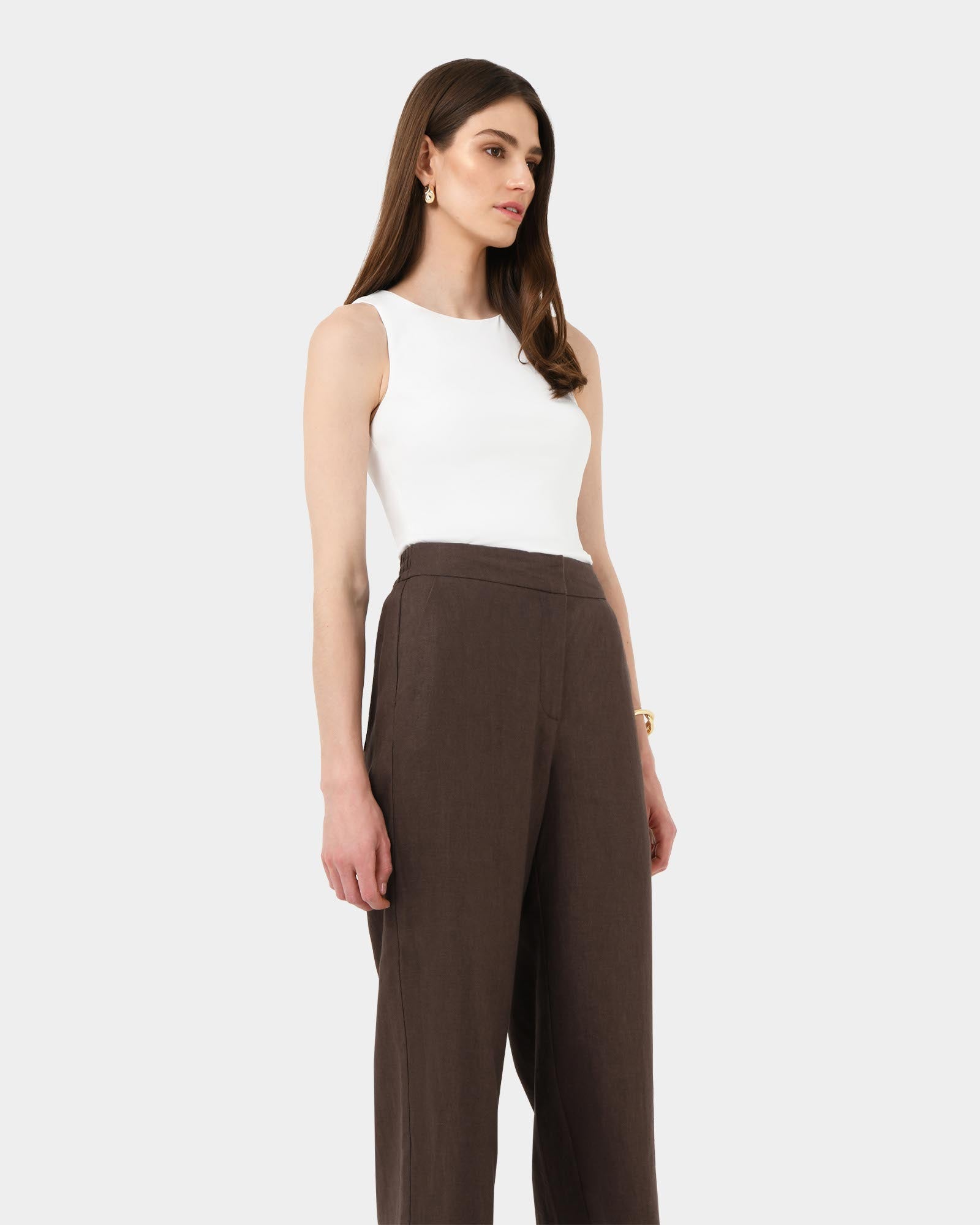 Ami Linen Elastic Back Pants