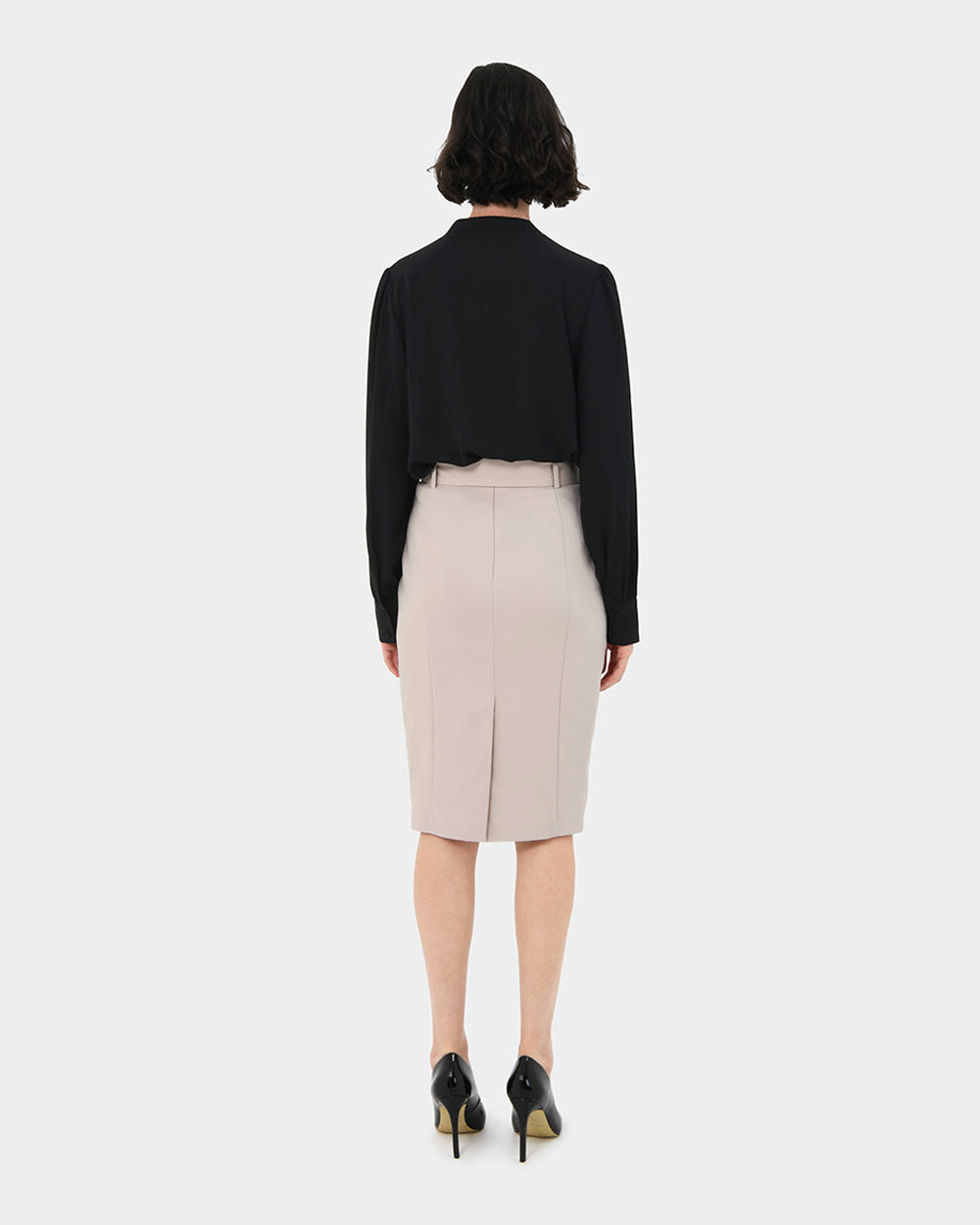 Sanvi Belted Pencil Skirt