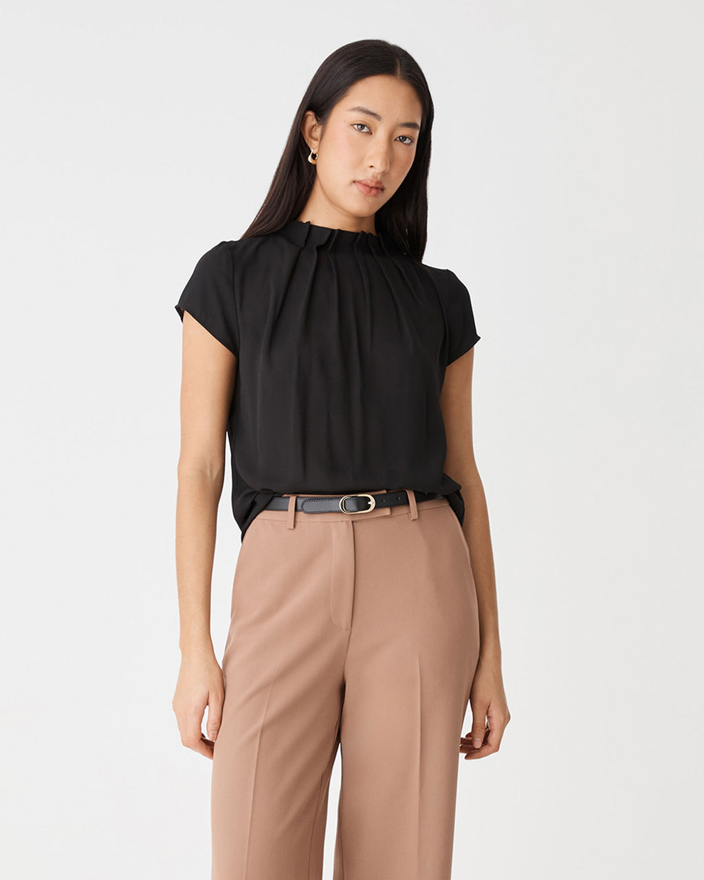 Olivia Pleated High Neck Top