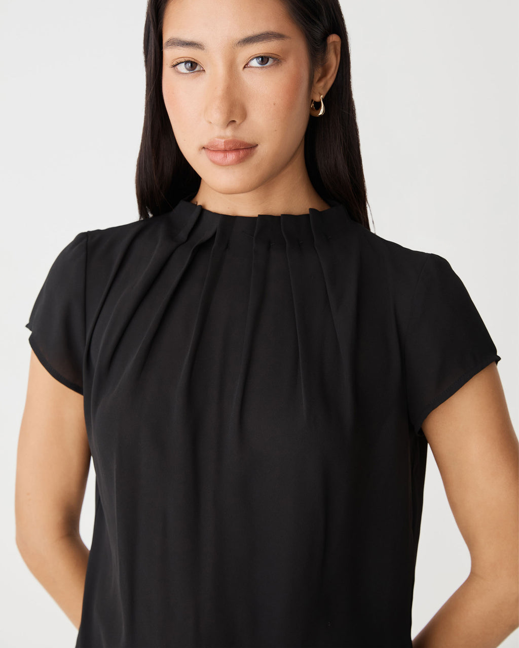 Olivia Pleated High Neck Top