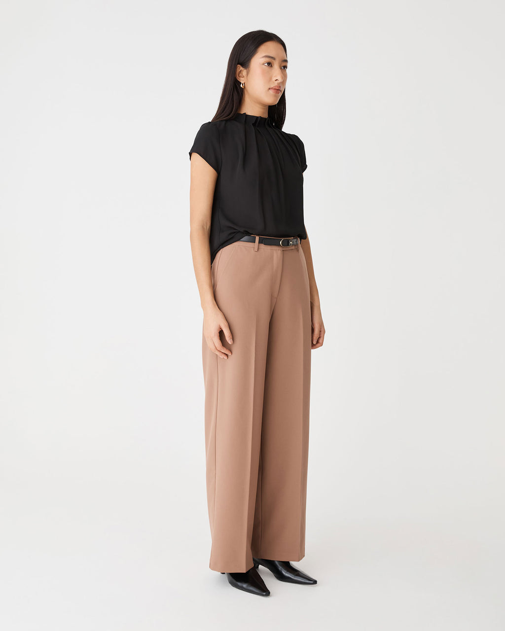 Olivia Pleated High Neck Top