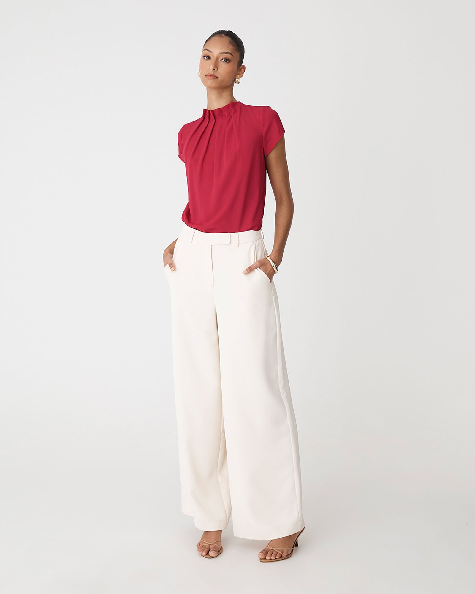 Olivia Pleated High Neck Top